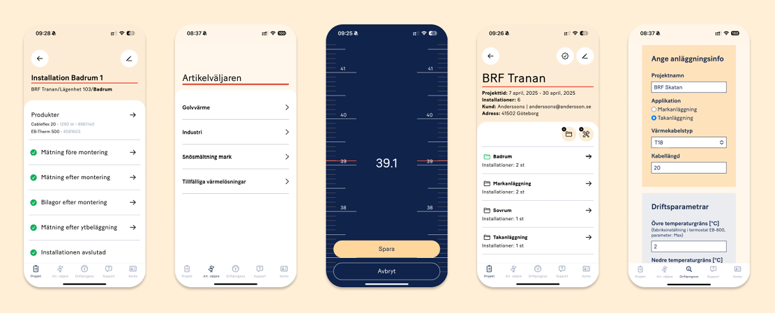 Screenshot of the Garantera app